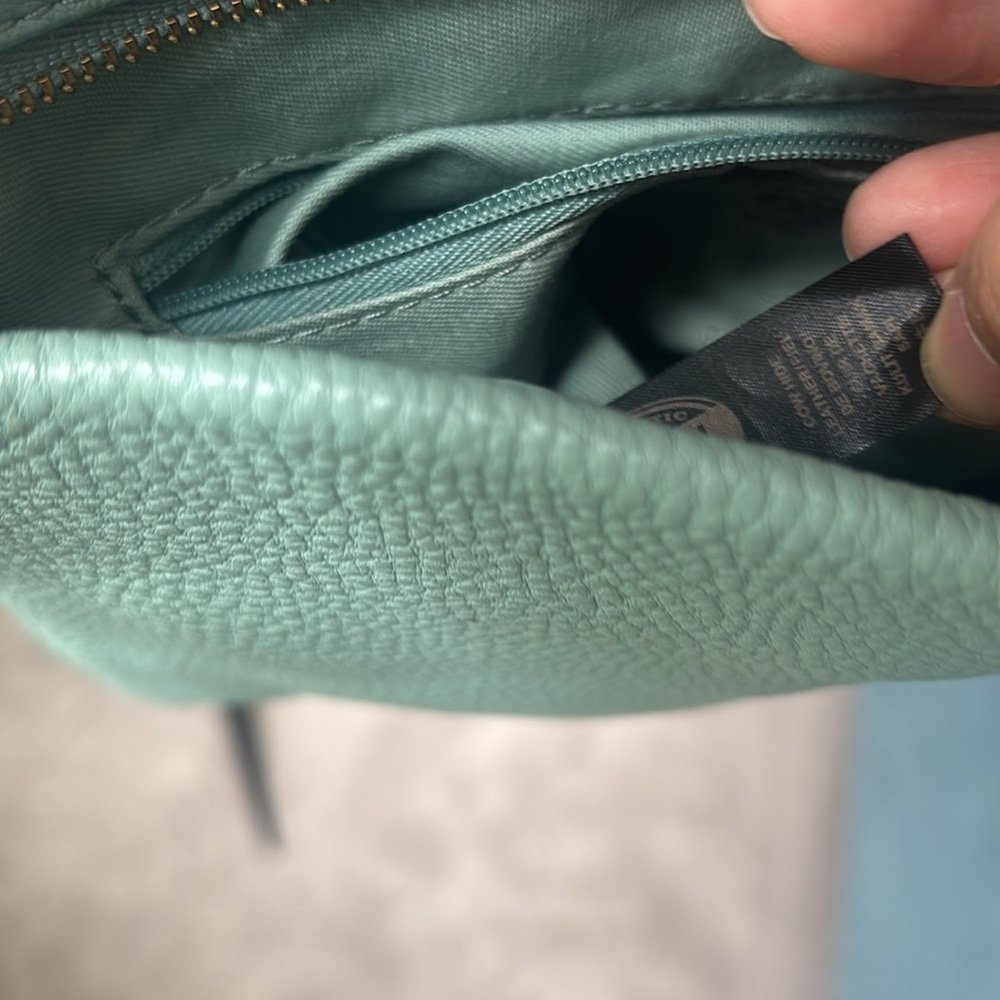 Fossil Crossbody Bag Mint Green Pebbled Leather Square Boho Festival - Picture 5 of 5